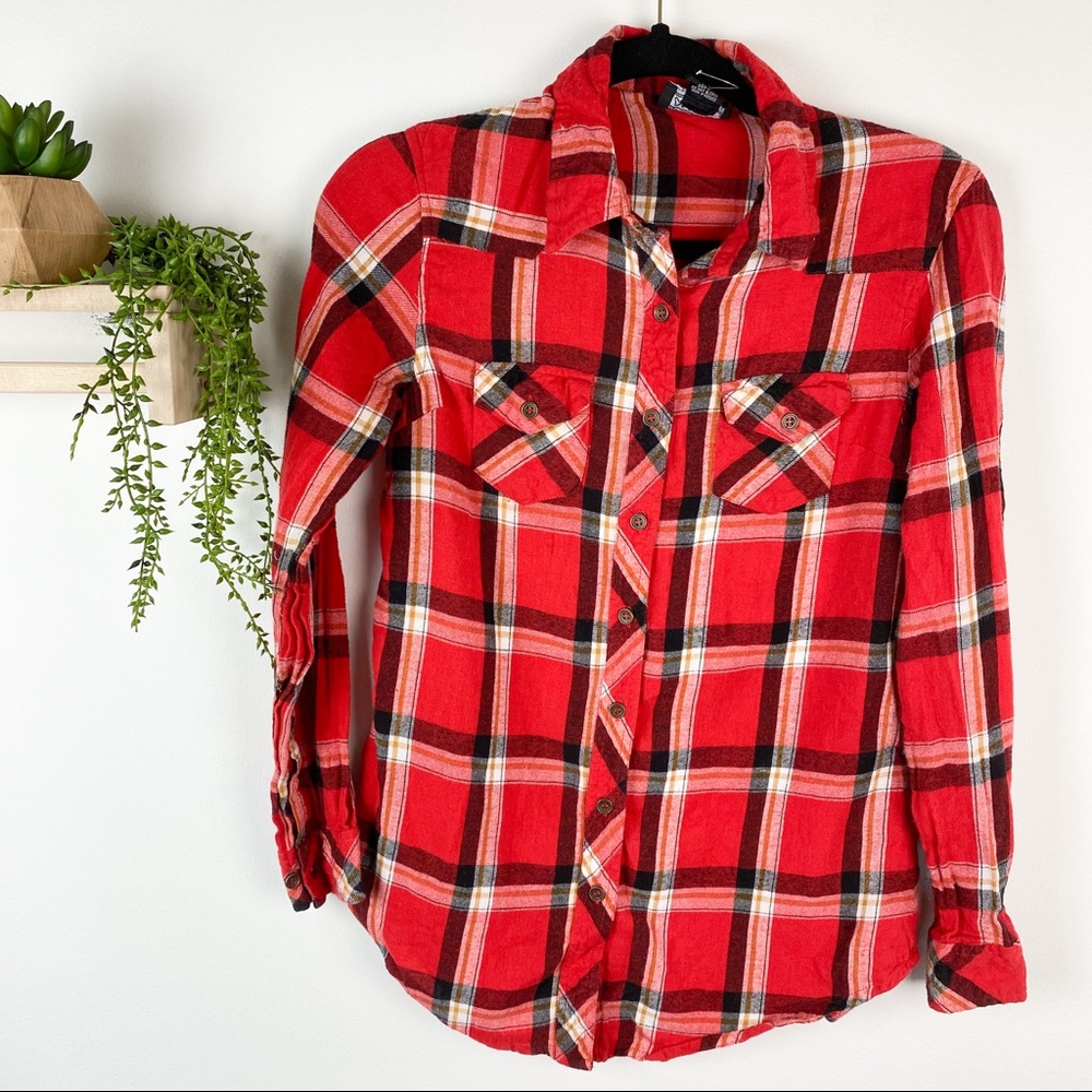Angie red plaid button down size medium